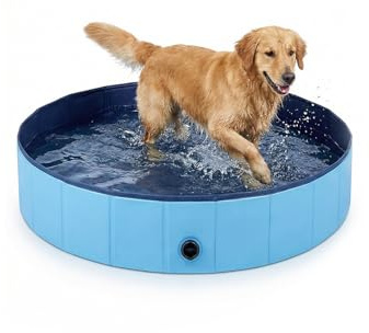 Hundepool für Große Hunde, Faltbarer Pool, Robustes Schwimmbecken mit Rutschfestem Boden