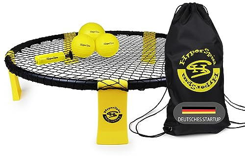 HyperSpin Roundnet Set Outdoor | Ballspiel für Garten, Strand, Park & Camping | Komplettset mit Spielnetz, 3 Bällen, Pumpe & Tragetasche | Sportspiel für Kinder, Jugendliche & Erwachsene | 2–4 Spieler