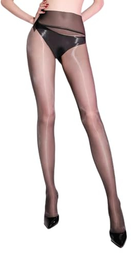 HTRUIYATY Damen Glänzende Strumpfhose Sexy Öl Glanz Nahtlose Strumpfhosen 3D Sexy Seidenglatt Feinstrumpfhose Ultradünne