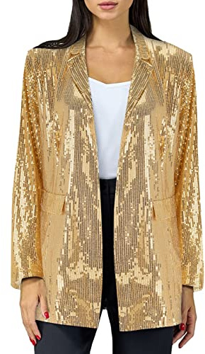 Pailletten Blazer Gold Damen - Oversize Blazer Damen, Eleganter