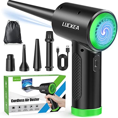 Druckluftspray Staubgebläse für PC Reinigung - 3-Gang Elektrische Staubgebläse mit LED-Licht, Air Duster für Laptop, Tastatur, Elektronik, Haushaltsreinigung, Alternative zu Druckluft Dose