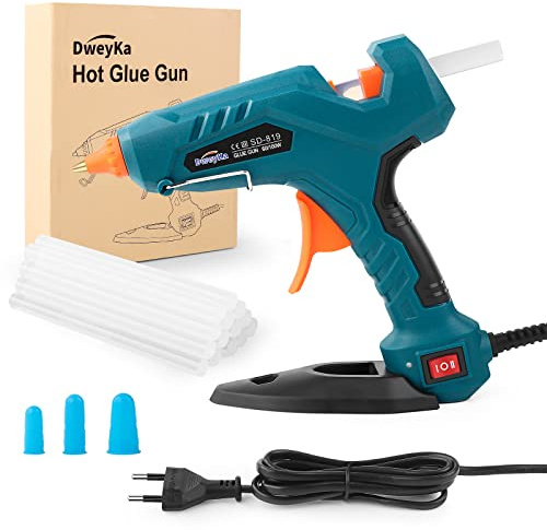 Dweyka Heißklebepistole, Klebepistole Set Zweileistung 60/100W mit 11mm Heissklebesticks Heißklebestifte und Eine abnehmbare Basishalterung für DIY Kunst Industriell Reparieren Festival Dekorieren