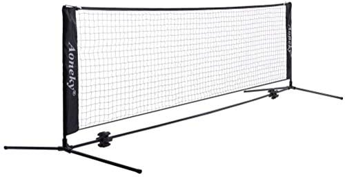 Aoneky Tennis Kit 3M x83cm, Metallrahmenständer und Stark PE-Tennisnetz | Tragbares Pickleball Tennisnetz mit Aufbewahrungstasche für Garten Strand Pool