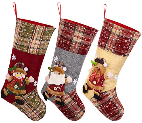 Toyvian WeihnachtsstrüMpfe Set, 3 StüCk GroßE Weihnachtsstrumpf Deko Weihnachtsmann Schneemann Rentier und Partyzubehör FüR Kamin Baum Treppe Und Party Zum AufhäNgen Am Baum Weihnachtsfeier Deko