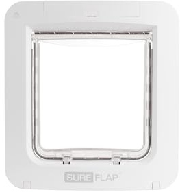 Sure Petcare SureFlap Mikrochip-Haustierklappe Connect, kompatibel mit RFID-Halsbandanhänger und Mikrochip, Steuerung über App, Sure Petcare Hub erforderlich, 4 x C-Batterien erforderlich, weiß