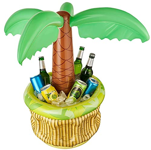 Balinco Aufblasbarer Getränkekühler Palme – Schwimmender Party-Spaß – Für Sommer, Garten & Pool, Beach Party, Hawaii Deko/Tropical, Tiki Bar Zubehör