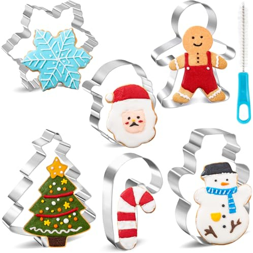 Nifogo Ausstechformen Weihnachten Ausstecher 7 Stück | Brot Plätzchen Ausstecher, Lebkuchenmann, Weihnachtsbaum, Schneeflocke, Schneemann, Weihnachtsmann, Krücke für Weihnachten