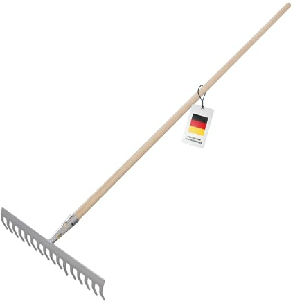 blizz-z Gartenrechen 40 cm Breite, 16 Zinken | Stabiler Rechen mit robustem Eschenstiel