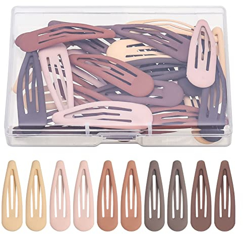 FANTESI 30 Stück Haarspangen Mädchen, 5cm Kinderhaarspange, Mehrfarbig | Haarspange Hair Clip mit Box Snap Haarspangen für Mädchen Kinder