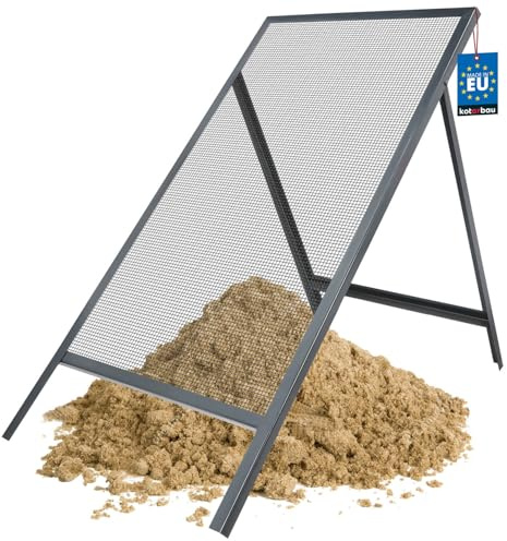 KOTARBAU® Durchwurfsieb - 6 x 6 mm - Gartensieb - 60 x 120 cm - Sieb für Sand & Erde - Kompost Sieb mit Verstellbarer Stütze - Robustes Erdsieb für Garten & Baustelle - Stahl - Grau