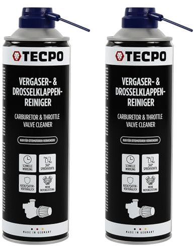 TECPO Vergaser- und Drosselklappenreiniger 2x 500ml Lösemittel AGR Ventil Reiniger Carburetor Cleaner Einspritzdüsen Düsenreiniger Ansaugreiniger