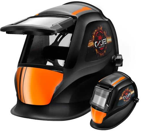 CCLIFE 3 in 1 Hochklappbarer Real Colour Automatik Schweißhelm Automatische Verdunkelung für TIG MIG 92 × 42 mm Großes Sichtfeld 1/1/2/2 Optische Klarheit Solarbetriebene Ultra-Leicht schweißmaske