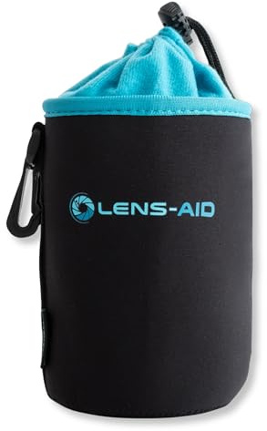 LENS-AID Neopren Objektivbeutel mit Fleece-Fütterung als Set oder einzeln Objektivtasche BZW. Köcher als Schutz für Objektiv, Blitz, Monitor, Kamera-Zubehör - S
