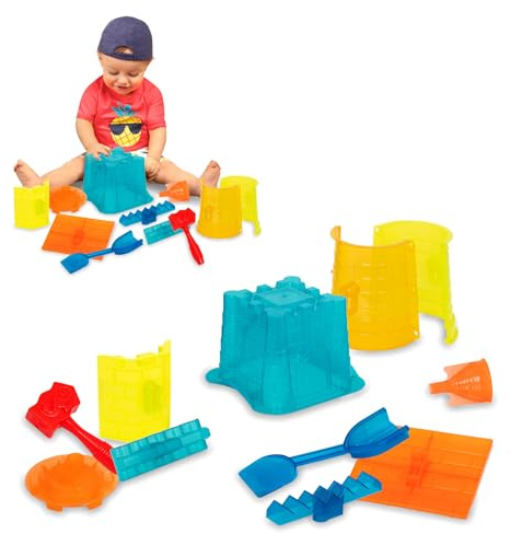 Battat - Sandburg Spielset - Sandspielzeug für Kinder - 11-teiliger Sandburgenbaukasten mit Formen und Schaufel - Sandkasten-Spielzeug für draußen - Sandburg Spielset - 3 Jahre +