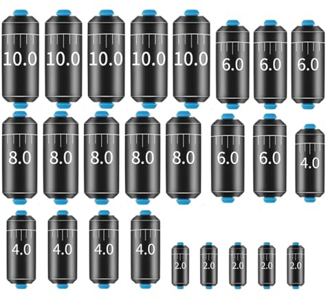 SIRLOMU 25Stück Angelgewichte Kit, Angeln Angel Bleie Set, Abnehmbare Angelgewichte, Laufblei Angeln Set (5 Größen: 2g,4g, 6g,8g, 10g)