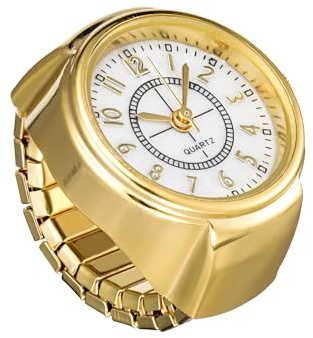 Fashion Frill Ring-Uhr für Damen, Edelstahl, vergoldet, stilvoll, strachable Goldring, für Frauen und Mädchen, Liebesgeschenke, Edelstahl, Ohne Edelstein