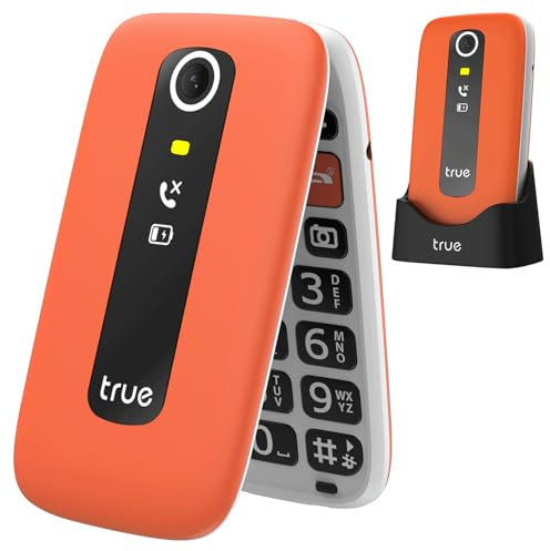 TRUE S70 Seniorenhandy Klapphandy ohne Vertrag, 2G Handy mit großem 2,8-Zoll-Display, Sturzerkennung, SOS-Notruftaste, extra laut, große Tasten, Schrittzähler, Schnellwahl, Ladestation, Orange