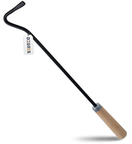 BEGRIS® Schürhaken Kamin 44,5 cm Stab, Messer, Draht mit Holzgriff Feuerhaken, Schornsteinfeger für Asche, Kohle, Ofen Zubehör Kamin