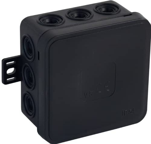 ORNO JB-13802 Abzweigdose Aufputz IP54 12 Kabeleinführungen 75x75x41mm 1 Stk. (Schwarz)