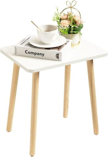FORAOFUR Kleiner Beistelltisch, einfache Montage, Tisch Klein für Wohnzimmer, Schlafzimmer, Balkon, Büro, Höhe 42 cm, Beistelltisch weiß, mini Tisch, Nachttisch, Weiß