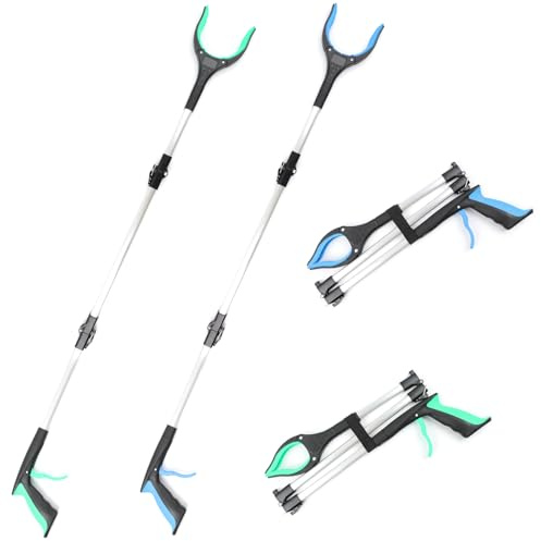 OITUGG 2 Stück Greifer zum Aufheben, 109cm Müllzange, Greifzange für Senioren und Hilfsmittel, Müllgreifer Zange mit Magnetspitzen und 360° Drehbarer Kopf, 42.9 Zoll Aluminium Faltbare Greifarm