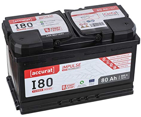Accurat AGM Autobatterie 12V 80Ah 800A Starterbatterie Start-Stopp Batterie | Längere Lebensdauer, Umweltschutz, Wartungsfrei und Sicher, Flexibel Einsetzbar, Lastresistent, Wohnmobil Camper