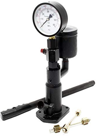 Wiltec Diesel Einspritzdüsen Tester 160 x 100 x 380 mm mit Manometer 0-600 bar Druck, Injektor Prüfgerät mit Handhebel für verschiedene Tests und Prüfungen