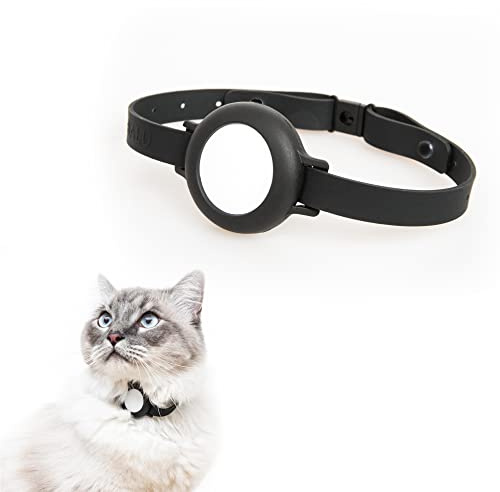 LucyBalu® NEMO Silikon-Katzenhalsband für AirTag – Schwarz | Leichtes Halsband mit selbstöffnendem Sicherheitsverschluss, wasserabweisend, allergikerfreundlich
