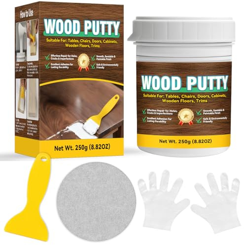 Holzspachtelmasse Weiß, Allzweck Holzkitt Für Möbel & Bodenreparatur, 250g Holz Spachtelmasse – Streichbar, Schleifbar & Schnell Trocknend Für Risse, Löcher Und Oberflächenfehler Auf Holz