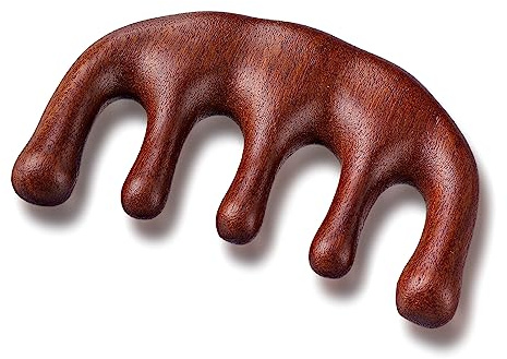 Amaxiu Kopfhaut Massagekamm Holzkamm, natürlicher Sandelholzkamm kein statischer Kamm mit breiten Zähnen Kopfmassage Stimulator Gua Sha Kamm Körpermassage Werkzeug für Männer und Frauen (Stil A)