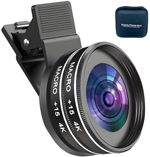 BLOGLOER 2-in-1 Handy Kamera Objektiv Set, Makro Objektivset Handy, Clip-on Kamera Adapter für Smartphones, 2 pcs 15X 4K Makroobjektiv, für iPhone Samsung Galaxy Xiaomi Android Smartphones