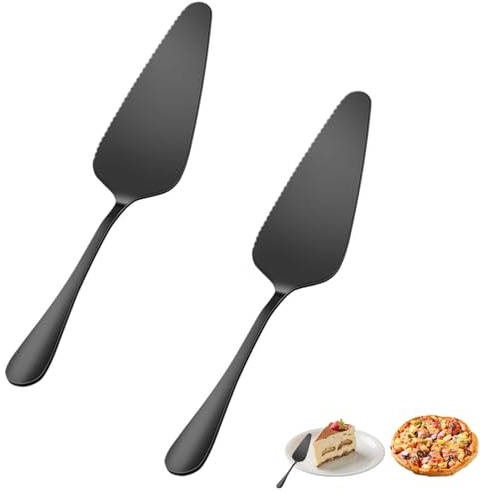 2 Stück Tortenheber Edelstahl,Vielseitige Kuchenheber & Tortenheber mit Messer als Tortenmesser für Pizza,Kuchen und Lasagne,Küchenschaufel,Tortenschaufel edelstahl für Küche,Restaurant&Party(Schwarz)