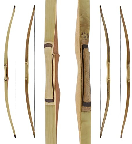Drake Huntsman - 70 Zoll - 26-60 lbs - Hybridbogen, Verschiedene Designs - Rechtshand - Hybrid aus Langbogen & Recurvebogen (36-40 lbs, Schwarzpappel)