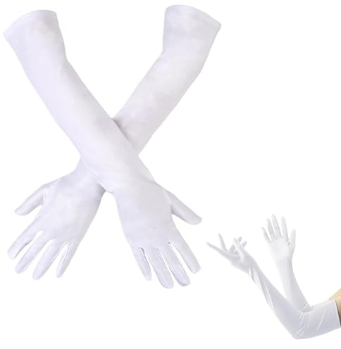 Cfcyhla Handschuhe Lang,1 Paar Lange Handschuhe Weiße,Damen Classic Abendhandschuhe für Party Ball Opera Abschlussfeiern Hochzeiten