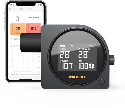 Inkbird Grillgebläse Wi-Fi 5G und Bluetooth 5.0 Grill-Temperaturregler mit 5 Sonden, Automatischem Smoker-Ventilator Kompatibel mit Kamado Joe, Primo, Vision Grill, Akorn Kamado, Weber
