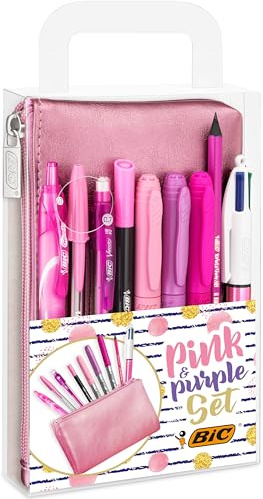 BIC Stifte Set: 2 Kugelschreiber, 1 Federmäppchen, 1 Fineliner, 2 Bleistifte, 1 Tintenroller und 3 Permanent Marker, Ideal für Schultüte, Schulanfang und Einschulung