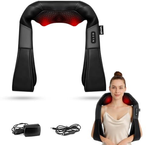 VOYOR-HEALTH Nackenmassagegerät mit Wärme Nacken Schulter Shiatsu PJ100 | für Zuhause, Auto und Büro, 4D Deep-Massage lindert Schmerzen im Rücken- und Taille am ganzen Körper, Ideale Geschenke