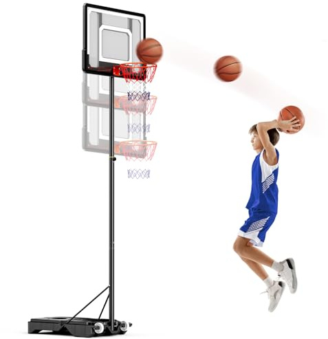 nmoiww Basketballkorb für draußen, höhenverstellbar von 154 bis 210 cm, Basketballständer mit Rädern, geeignet für Kinder, Jugendliche und Erwachsene (Kinder-Basketballständer)
