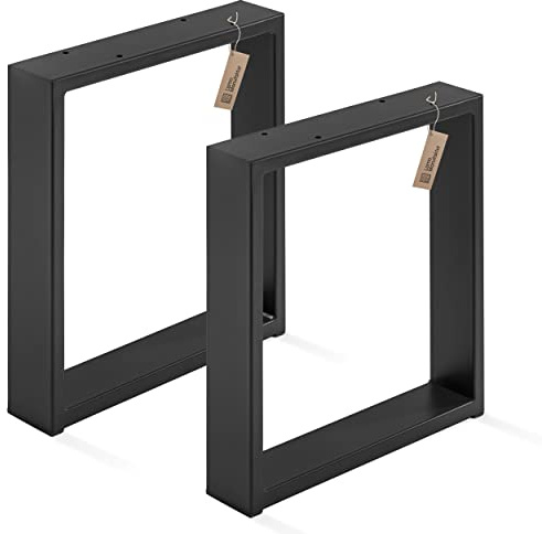 LAMO Manufaktur Tischbeine für Sitzbank, Couchtisch, Beistelltisch, Simple Light, Vierkantprofil 60x20 mm, Tischgestell 30x43 cm (BxH), Schwarz, 2 Stück, LTS-01-E-AA-9005