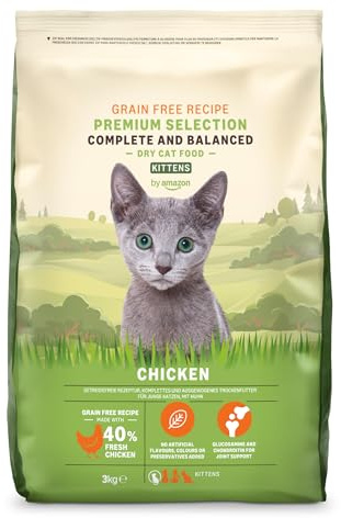 by Amazon Katzenfutter für Junge Katzen (Junior), Fein zubereitetes Trockenfutter mit frischem Huhn, Getreidefreie Rezeptur, 3 kg (1er-Pack)(Zuvor eine Marke von Lifelong, gleiches Produkt)