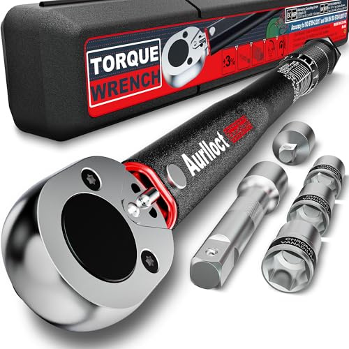 Aurlloct Drehmomentschlüssel 1/2, 6-Tlg Drehmomentschlüssel Set 20-230Nm, 72 Zähne Wende Ratschenkopf, für Fahrrad, Motorrad, Auto & DIY