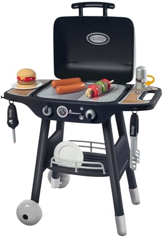 Smoby - Barbecue Kindergrill - Grill mit mechanischen Kunststoff-Flammen und Grillbesteck, 18 Zubehörteilen, für Kinder ab 3 Jahre