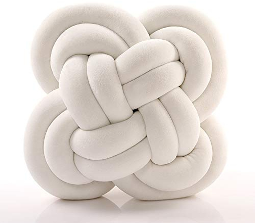 NINIAF Knotenkissen, weicher Samtstoff, modernes und dekoratives Kissen, skandinavischer Stil, für Sofa, Bett, Wohnzimmer, Babyzimmer (weiß)