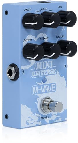 M-VAVE MINI-UNIVERSE Gitarrenpedal - Vielseitiger digitaler Hall-Effekt mit 9 einzigartigen Tönen und einfach zu bedienendem Interface, mehrere Stromversorgungs-Schnittstellen