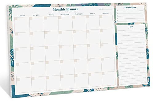 Rileys Monatsplaner - 52 Blatt - 42 x 29 cm - Undatiert - Monatskalender für perfekte Übersicht - Geeignet für Familien, Berufstätige, Studenten, Kinder (Florales Design)