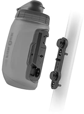 FIDLOCK TWIST bottle 450 + bike base – 450 ml Fahrrad Trinkflasche mit magnetischem Fahrrad-Flaschenhalter, ideal für Rennrad, MTB & Gravel, kompaktes Design, Farbe Smoke