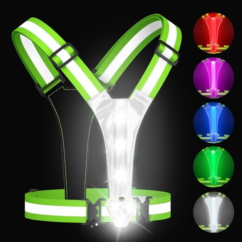 Zacro Reflektierende LED-Laufweste, Warnweste Wiederaufladbare Lauflampe Beleuchtete Weste, USB-wiederaufladbar, Hochsichtbare Reflektierende Weste für Nachtwanderungen, Radfahren, Hundespaziergänge