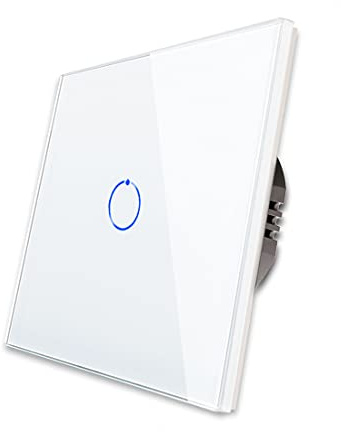 CNBINGO Wechselschalter Unterputz - Touch Lichtschalter Einfach Weiß | Berührungsschalter mit Glas Panel und Status-LED - Wandschalter 800W/Fach