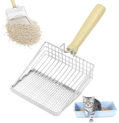 GmeDhc Katzenklo Schaufel Metall, Katzenstreuschaufel mit Langer Griff, Katzenschaufel für Katzenklo, Tiefer Katzenschaufel, Katzenstreu Schaufel Große, für Katzenstreu Klumpstreu