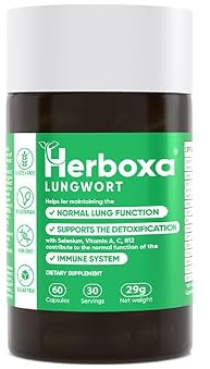 Herboxa Lungwort Nahrungsergänzungsmittel - Lungenkraut Extrakt - Geflecktes Lungenkraut - 60 vegane Lungenkraut Kapseln